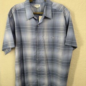 Haggar Men's Casual Blue Checkered Shirt